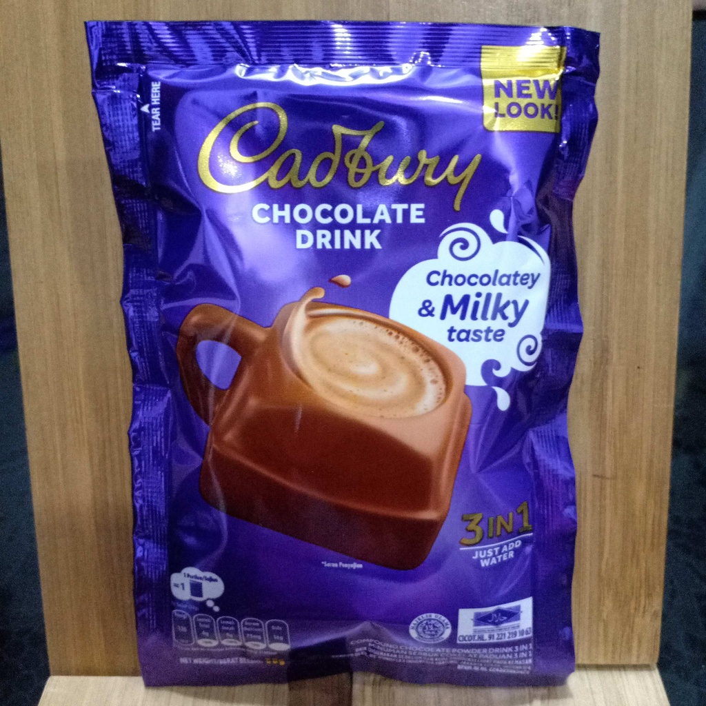 Cadbury Sachet 30gr Hot Chocolate Drink 3in1 3 in 1 Minuman Coklat Cokelat Bubuk Serbuk 30 gr