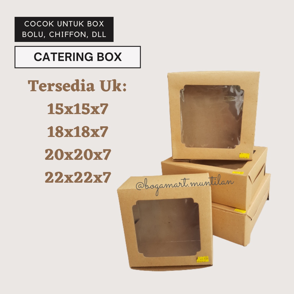 

Catering Box 22x22x7 / Box Window / Box Bolu / Box Chiffon / Dus Bolu Jadul / Dus Chiffon / Packaging Chiffon / Box Makanan / Box Catering / Kemasan Bolu