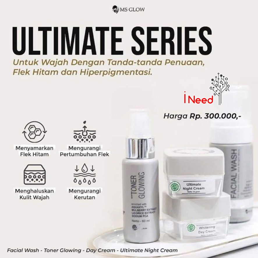 (INEED) MS GLOW PAKET WAJAH ORIGINAL PAKET WHITENING LUMINOUS ACNE ULTIMATE