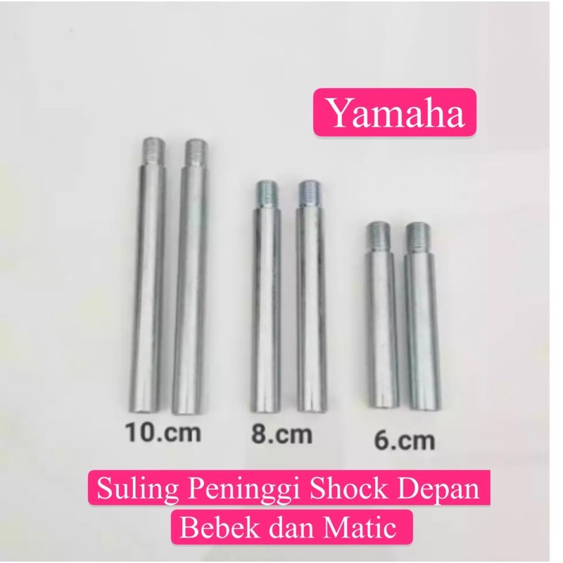 Sambungan SHOCK DEPAN HONDA YAMAHA MOTOR BEBEK MATIC Peninggi SKOK DEPAN MODEL SULING SHOK SULINGAN SOCK SOK PEREDAM KEJUT BESI DEPAN 4CM 6CM 8CM 10CM 6 8 10 CM MIO NMAX XEON JUPITER mx VEGA FIZ JUPITer MX Z BEAT SCOOPY VARIO CLICK SUPRA REVO XRIDE VIXION