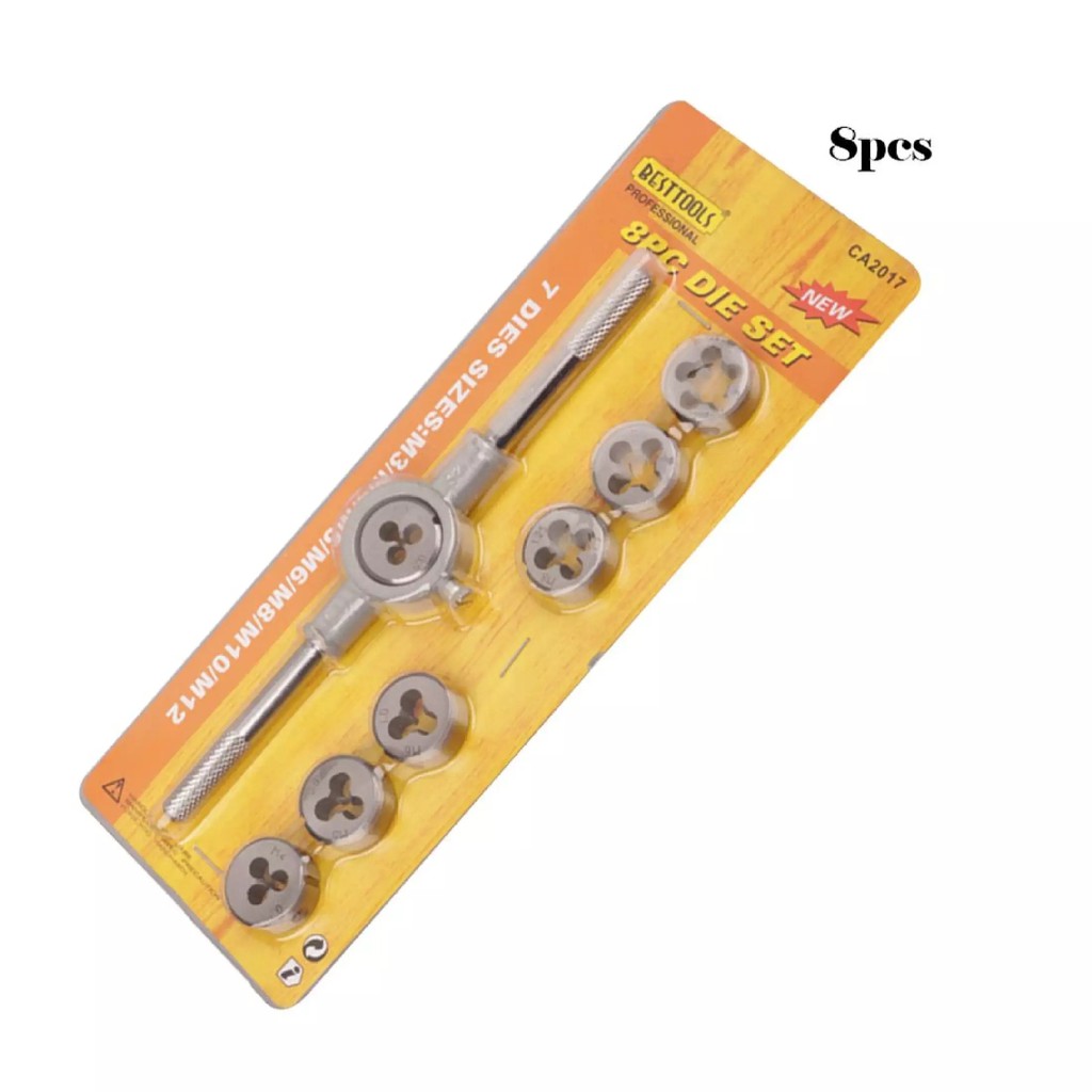 8 pcs HAND TAP HANDTAP SENAI DRAT DERAT BAUT SET M3 M4 M5 M6 M8 M10 M12 ( M3-M12)  Adjustable 8Pcs