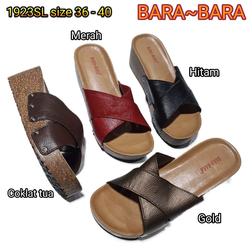 BARA BARA ORIGINAL sandal karet empuk murah wanita selop wedges sendal cewek barabara import 1923sl