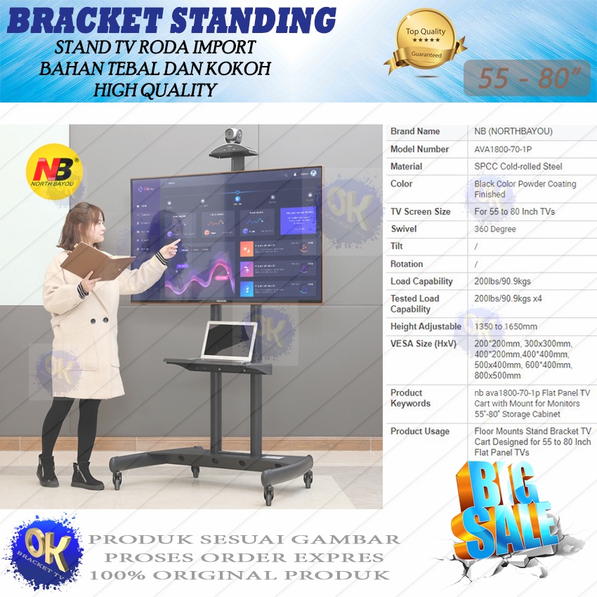 Bracket standing tv / Stand tv 50 - 80 inch AVA 1800