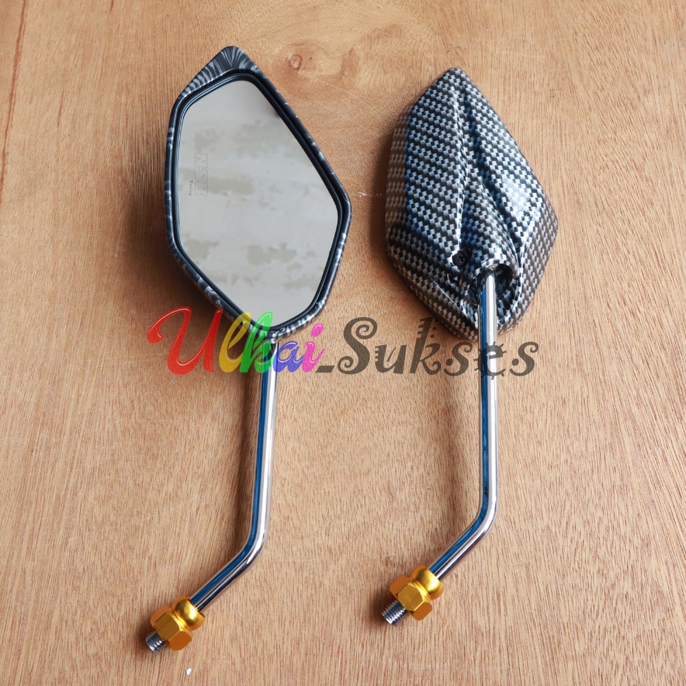 Spion Motor Karbon l Spion Carbon BG Model Jupiter Tangkai Chrome Asli Bakaran Universal Yamaha Tangkai Panjang Kualitas Standar Original Murah