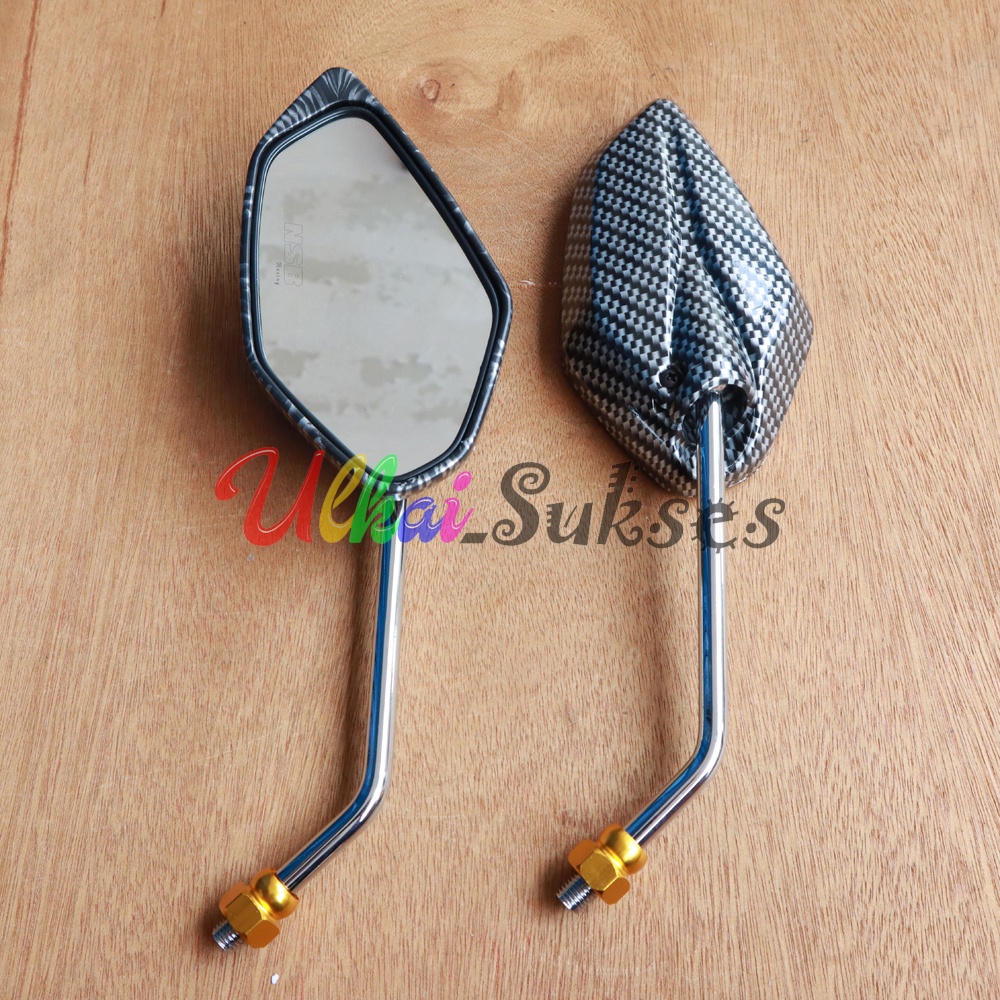 Spion Motor Karbon l Spion Carbon BG Model Jupiter Tangkai Chrome Asli Bakaran Universal Yamaha Tangkai Panjang Kualitas Standar Original Murah