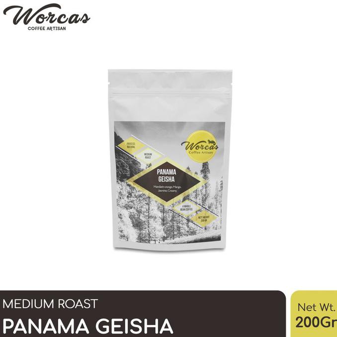 

Kopi- WORCAS Arabica Panama Geisha "Natural" 200gr - Medium Roasted Coffee - KOPI BIJI -Biji-Kopi.