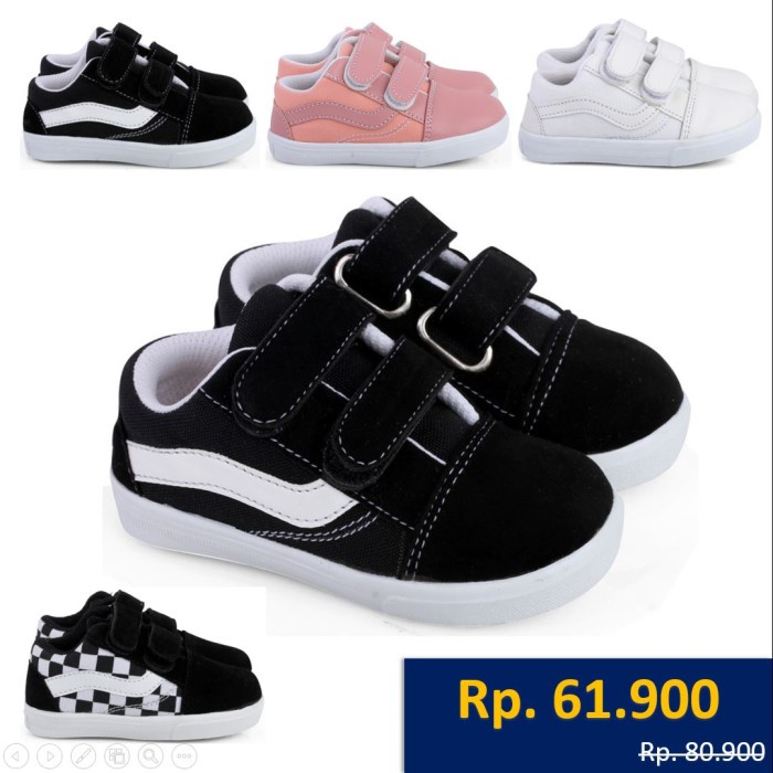Sepatu Anak Laki-Laki Umur 1 2 3 tahun - Sneaker Bayi Cowok Murah Lucu - Hitam, 22
