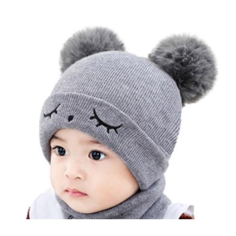 TOPI ANAK TOPI RAJUT POMPOM BORDIR MATA BEST QUALITY TOPI BAYI KUPLUK KEKINIAN