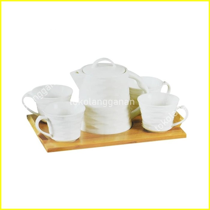 Delizioso Set 5 Pcs Teko & Cangkir - Putih