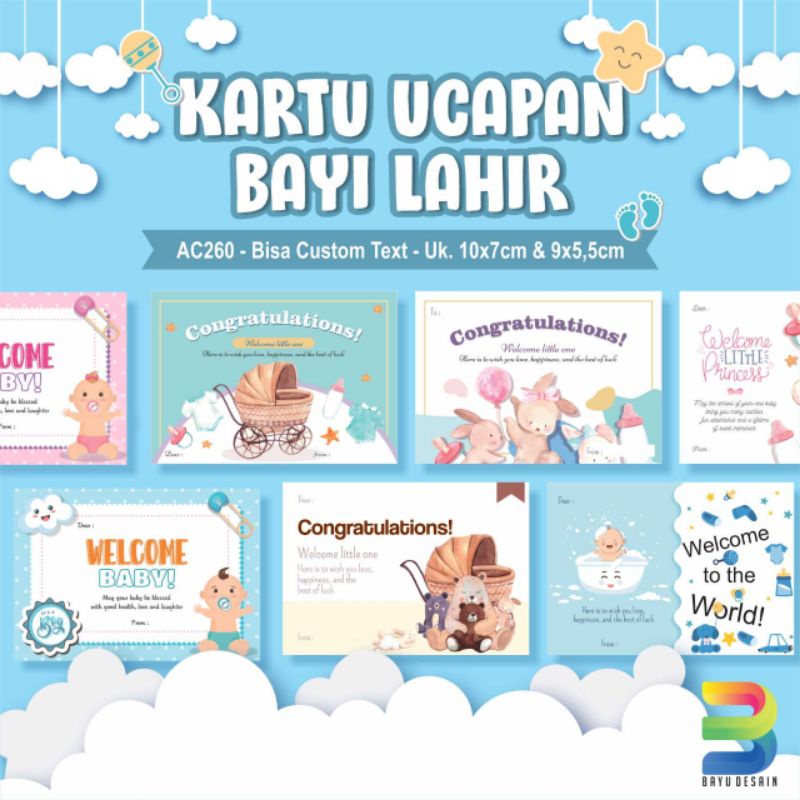Kartu Ucapan Bayi Baru Lahir /Thank You Card /Greeting Card /Tag Kado /Kartu Ucapan /Kartu