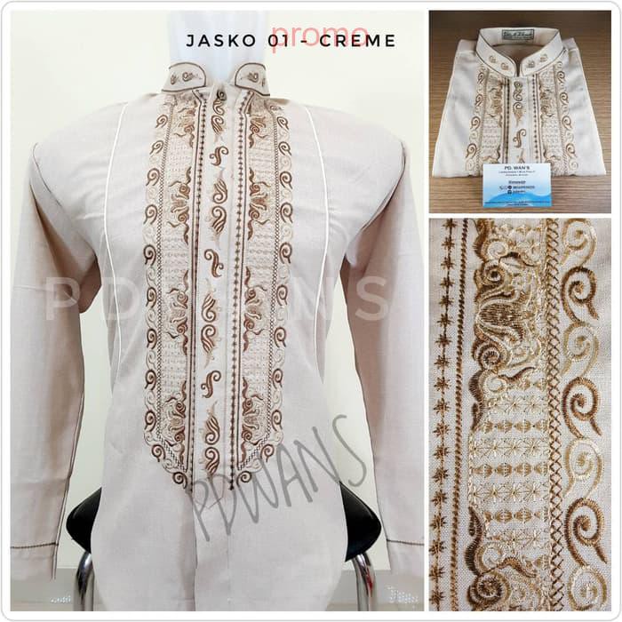 JASKO JAS KOKO BAJU JAS KOKO Bordir Baju Jas Koko Muslim Pria - Creme- L