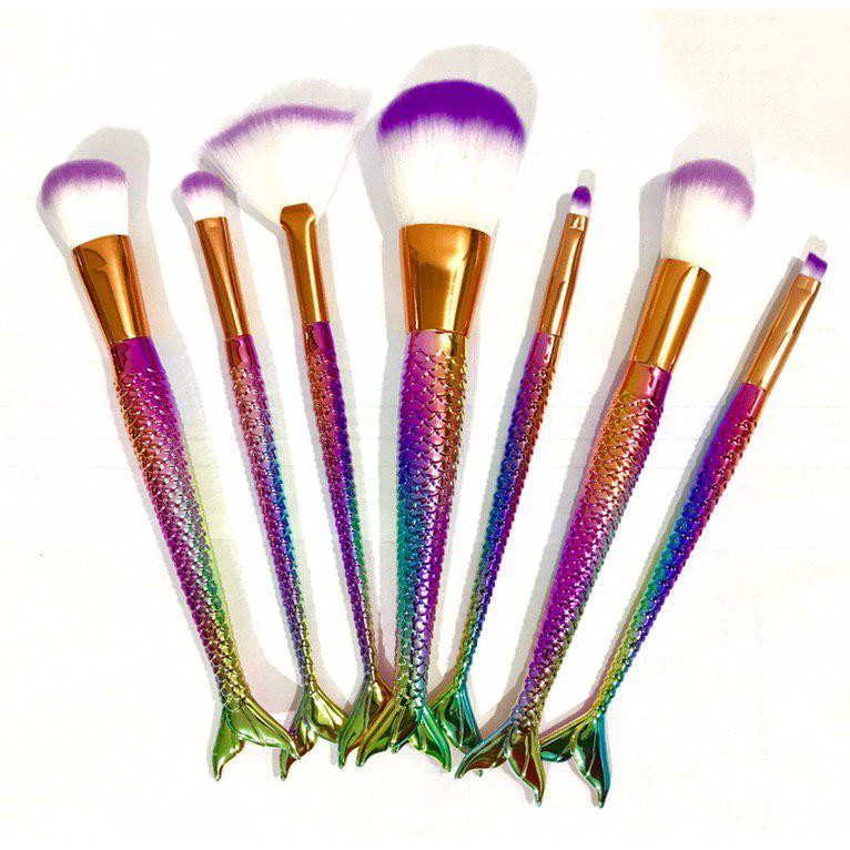 Lovefashion  - Brush Set Mermaid Isi 7/ Kuas Make Up isi 7/ Mermaid Brush