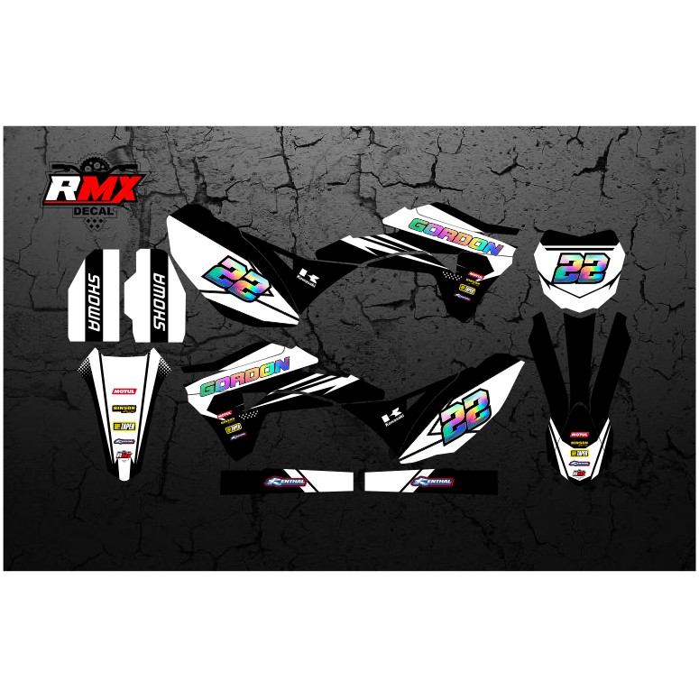 DECAL GORDON FULLBODY (002) DEKAL STIKER KLX GORDON HITAM PUTIH HOLOGRAM