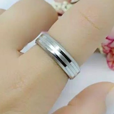 CINCIN TITANIUM 2 GARIS SILVER / CINCIN PUTIH PRIA WANITA