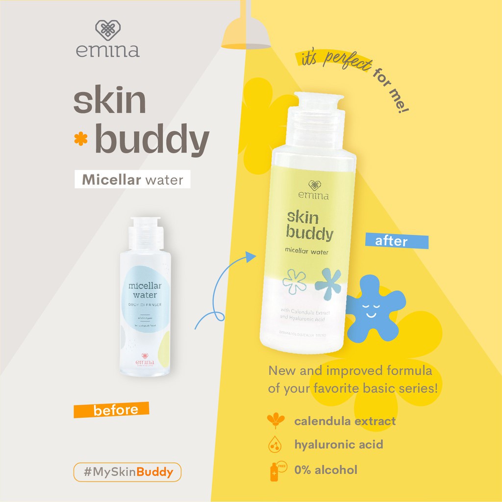 EMINA Skin Buddy Micellar Water 50mL 100mL BPOM pembersih wajah micelar skincare (KIM)