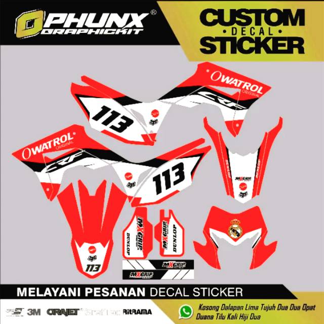 decal stiker crf 113 bisa req nomer