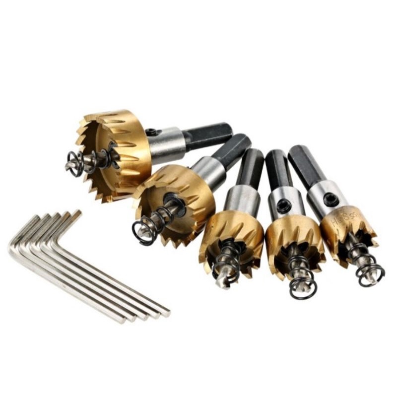 mata bor holesaw besi 5Pcs Holesaw HSS Titanium Coated Metal Saw