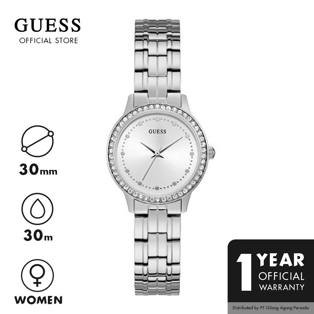 Jam Tangan Guess Wanita Original Analog Silver Stainless Steel - W1209L1