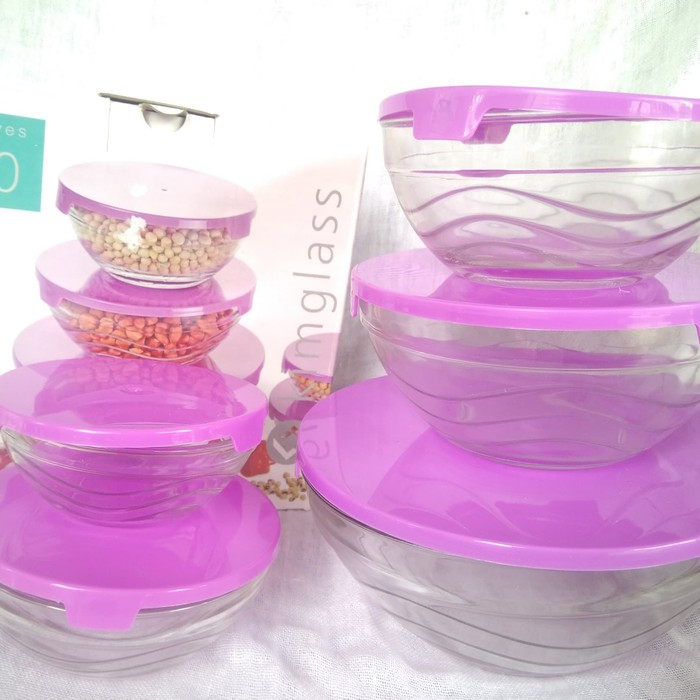 Mangkok Kimglass/elegante  Set Salad Bowl Sets satu set isi 5