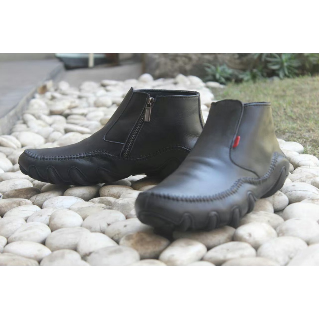 Sepatu Boots Formal Ziper Pria Kulit Asli BM Maldini Original Sepatu Kerja Resleting Pria populer Se