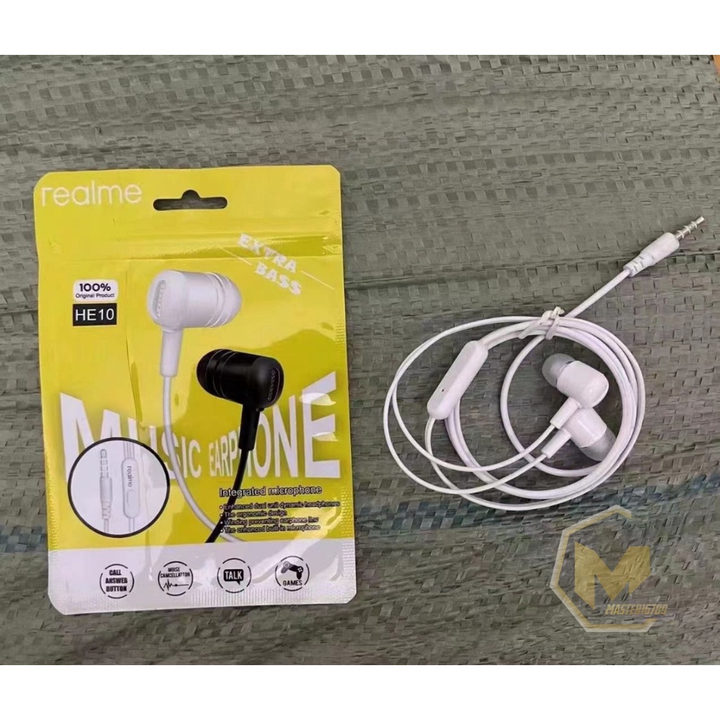 HF HEADSET EARPHONE HEADSFREE BRAND HE10 EXTRA BASS OPPO SAMSUNG VIVO XIAOMI REALME + MIC BISA TELEPON AN SUARANYA MANTAP MA3582