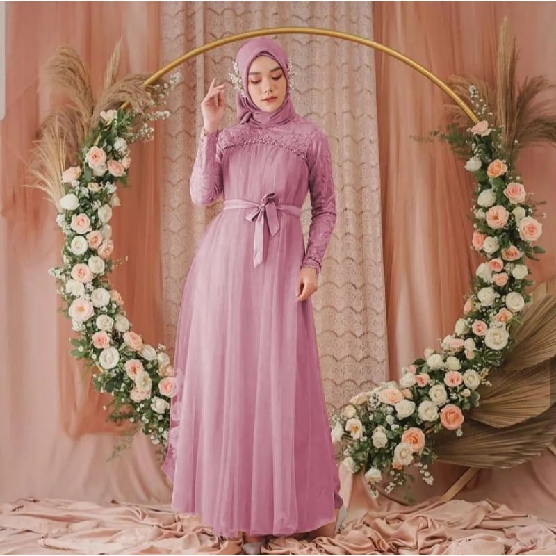 Gamis Pesta  Muslim Wanita Kekinian Size M -  L - XL-  XXL  10 Variasi Warna