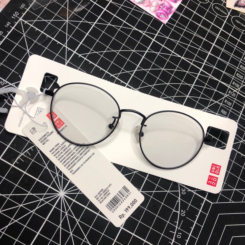UNIQLO kacamata round frame metal black - kacamata unisex