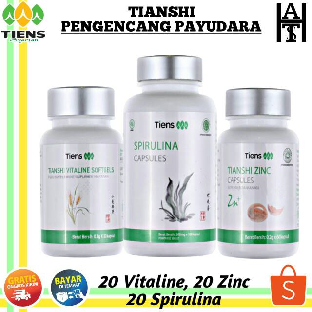 Tianshi Pengencang Dan Pembesar Payudara 20 Vitaline 20 Spirulina 20 Zinc