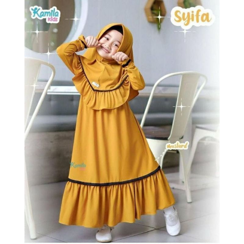 Syifa Syari Kids 7-8 Tahun Gamis Anak SD Gamis Plus Kerudung Gamis Syari Gamis Mamanda saleha Series