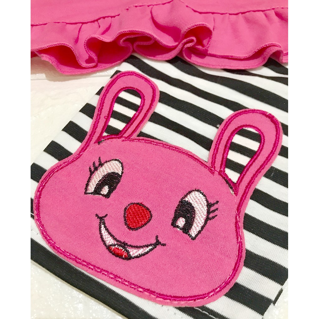 BAYIe - Setelan Baju+Celana Panjang Bayi/Anak Perempuan motif RABBIT Salur AMENA 2-12 BULAN