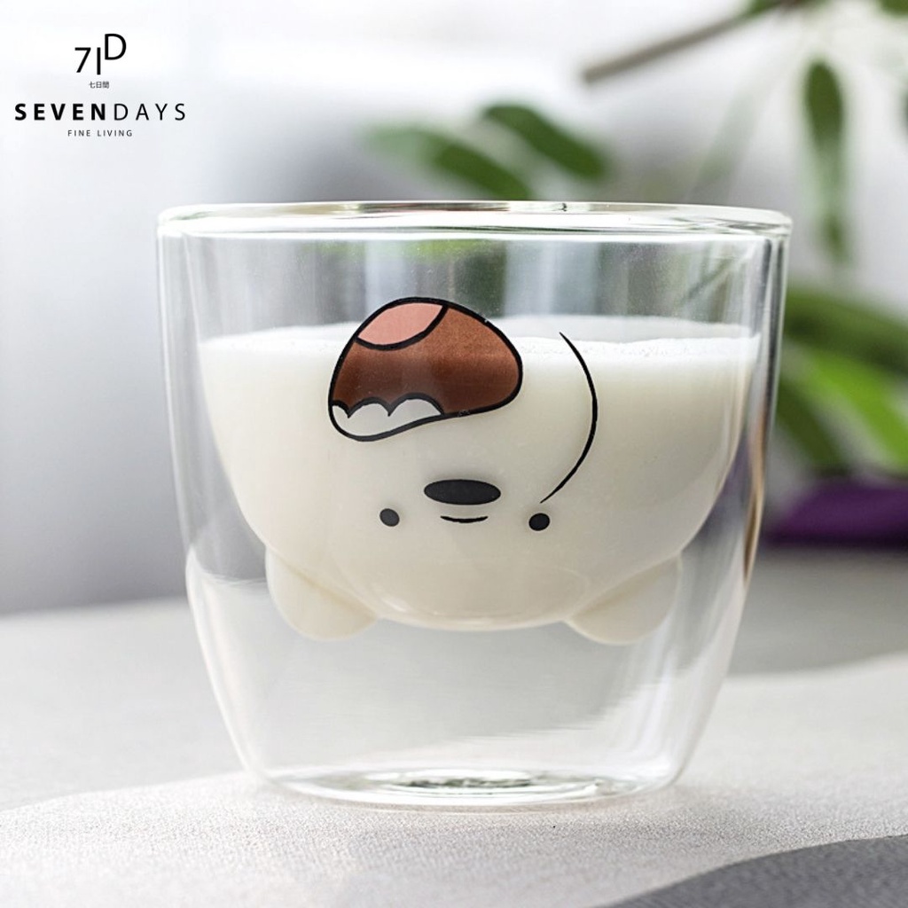 [ SEVENDAYS ] Double Wall Glass Mug We Bare Bears / Gelas Mug Unik We Bare Bears-3