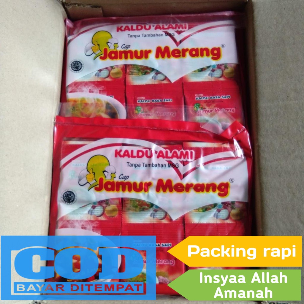 

Kaldu Alami Jamur Merang Non Msg Rasa Sapi 1 Dus isi 300 sachet (Pengganti Micin)