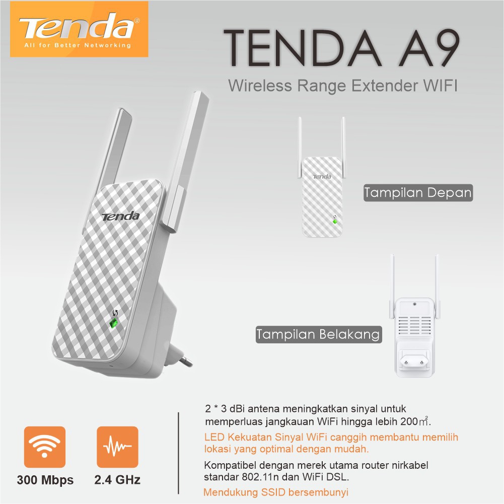 Tenda A9 Wireless N300 Universal Wifi Range Extender/ wifi reapeter