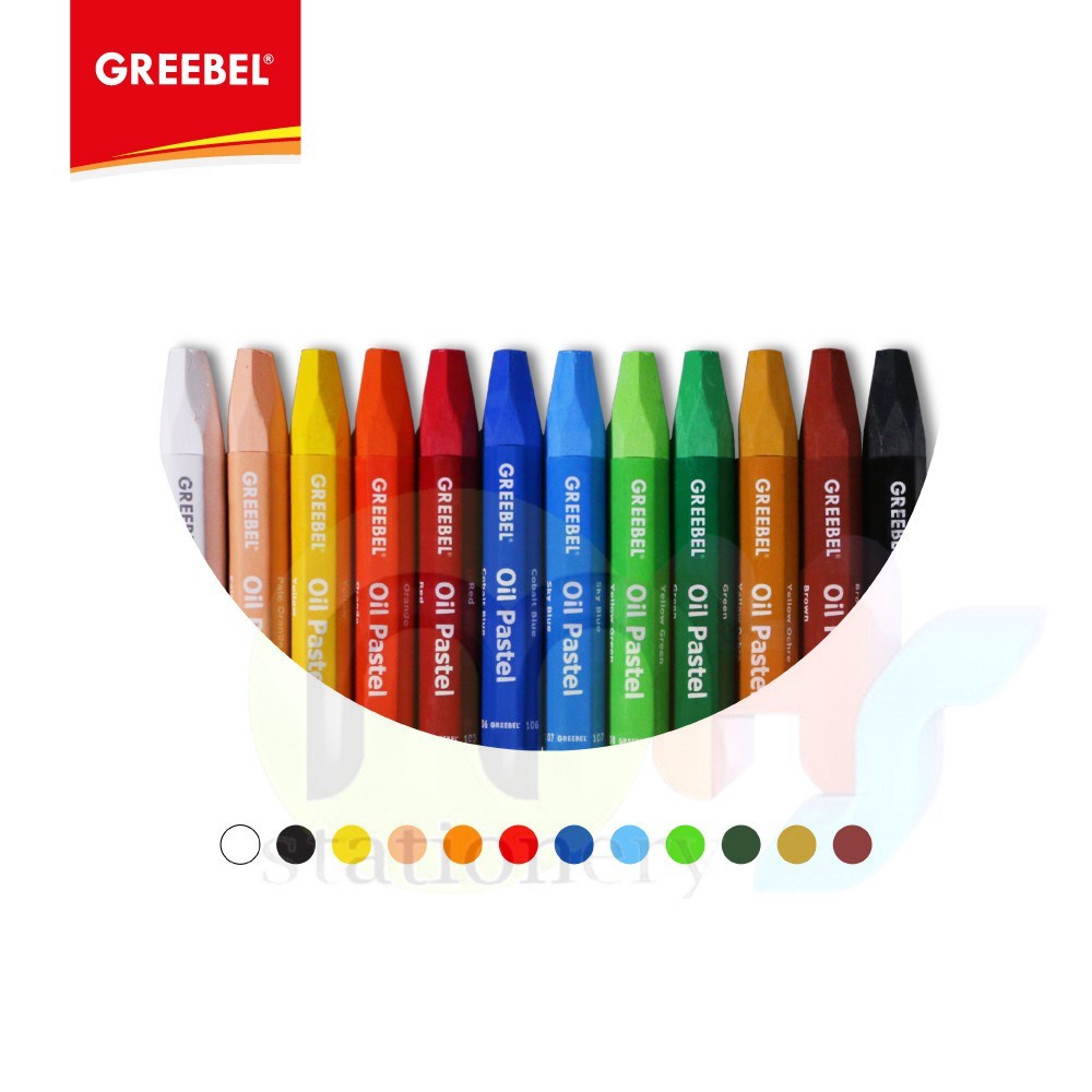 GREEBEL Crayon Krayon Kids Oil Pastel 12 Warna 12C tidak berdebu cerah untuk anak sekolah art &amp; tidak beracun