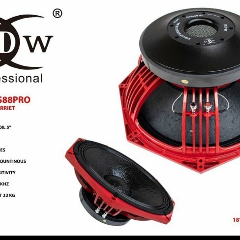 Komponen speaker berkualitas RDW 18LS88PRO 1200Watt voice coil 5inch s
