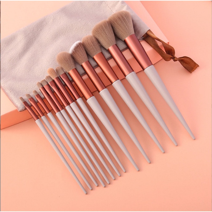 Free Pounch 13pcs Kuas Makeup Set Kosmetic Brush Powder Eye Shadow Foundation Blusher Blending Beauty TMW01