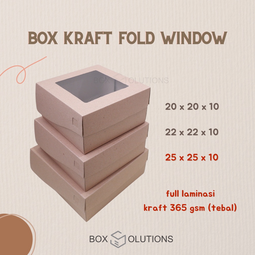 

[isi 10] dus / box kue kraft fold window 25x25x10 cm TEBAL / LAMINASI (ANTI AIR & MINYAK)