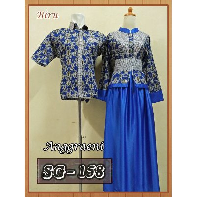 Sarimbit  Sarimbit Gamis Batik  Couple Batik  Batik Sarimbit  Sarimbit Gamis Sg 158 Biru