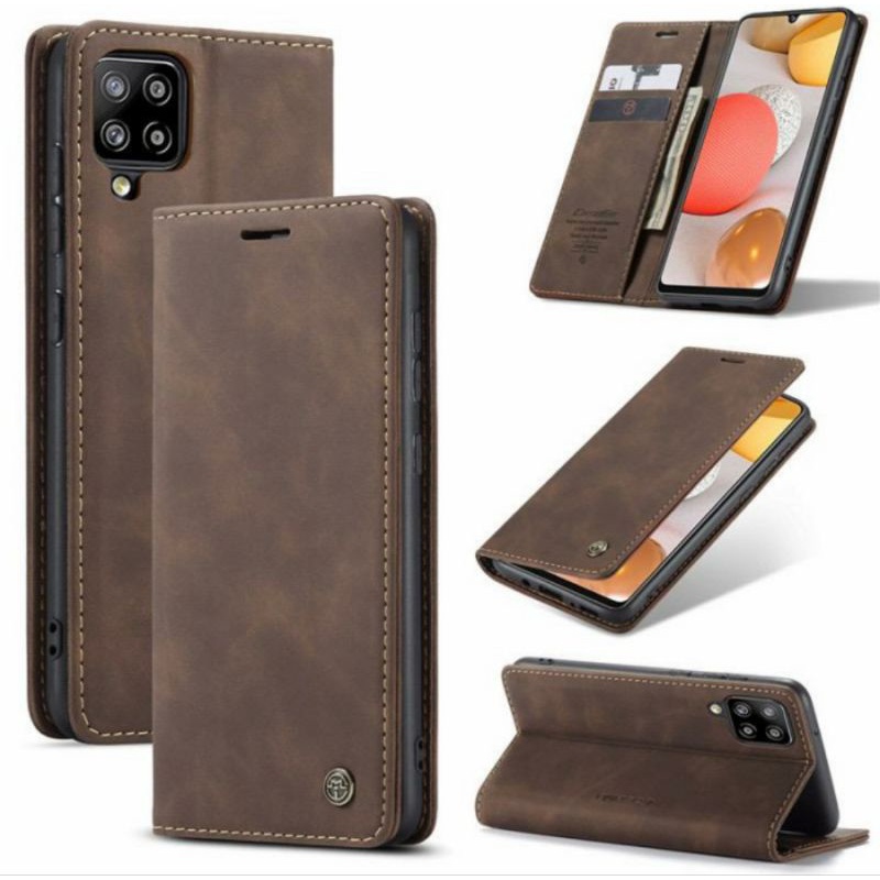 Case Samsung Galaxy A13  / A22 4g / M32 /  m22  / A12 / M12  Flip case magnet Laether cover Clear vi