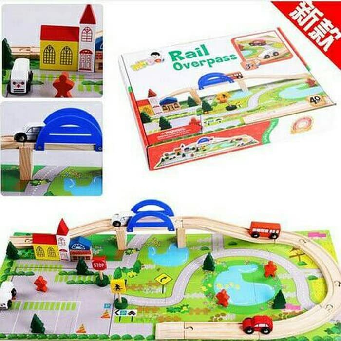 [BIG SALE] RAIL OVERPASS/ railway/ kereta kayu/ mainan edukasi anak/ mainan set mobil mobilan kayu