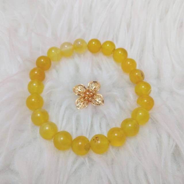 Gelang Manik Batu Alam Manau Kuning 8 mm