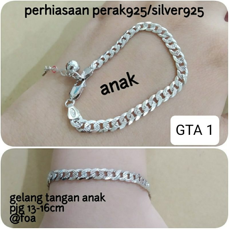GELANG SISIK NAGA ANAK PERAK925 LAPIS MAS PUTIH GTA 01