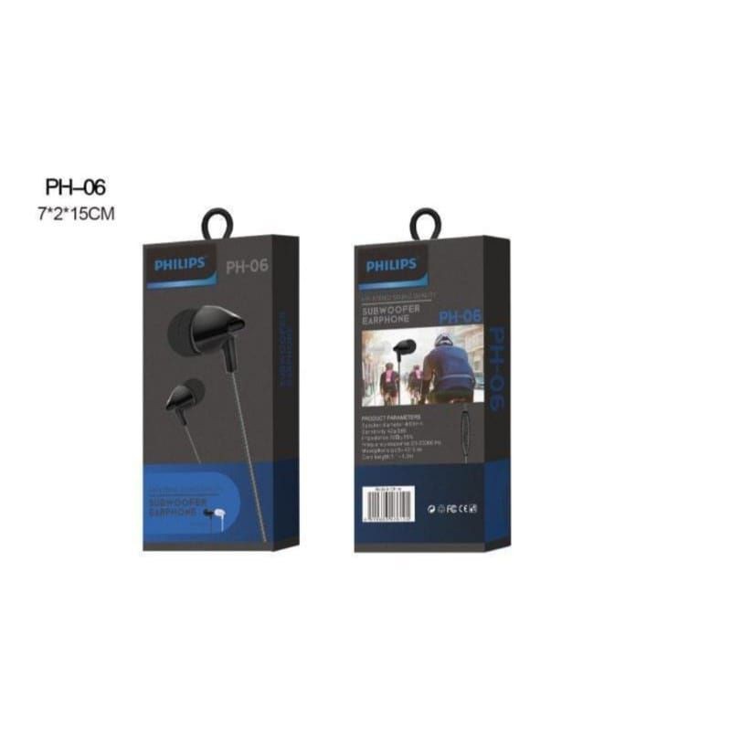 HEADSET PHILIPS PH-06 EXTRA BASS HANDSFREE PHILIPS PH06 BASS EARPHONE PHILIPS PH06 EXTRA BASS