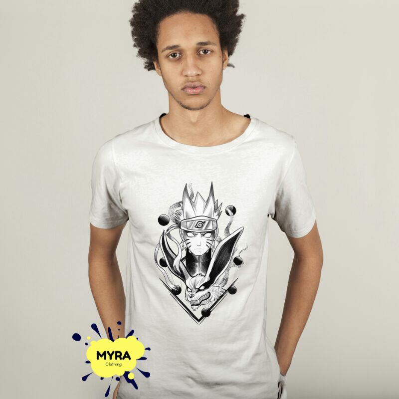 KAOS/BAJU NARUTO | KURAMA | MODE | KYUUBI | SIX PATH | ANIME | JEPANG | HITAM PUTIH | NARUTO