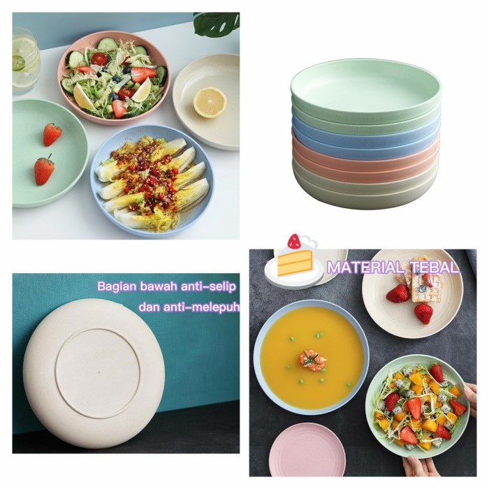 Piring Snack Side Dish Mangkok Kecil Jerami Round Plate 14cm PRG05-Piring