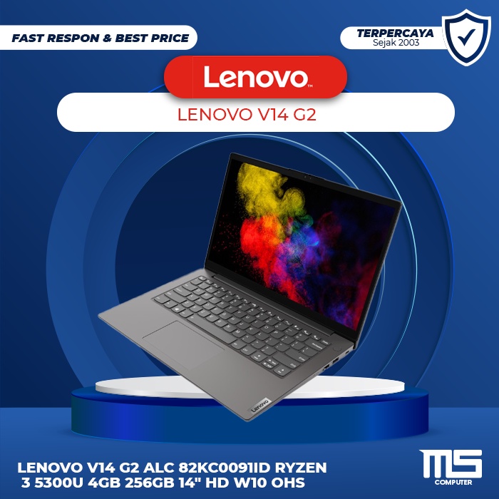 LENOVO V14 G2 ALC 82KC0091ID Ryzen 3 5300U 4GB 256GB 14" HD W10 OHS