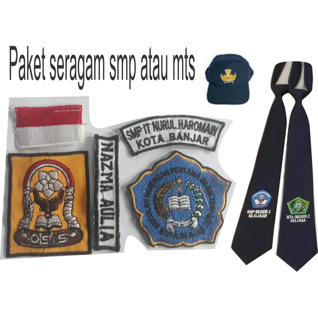 Paket Topi Dasi PLus Atribut Seragam SMP dan MTS