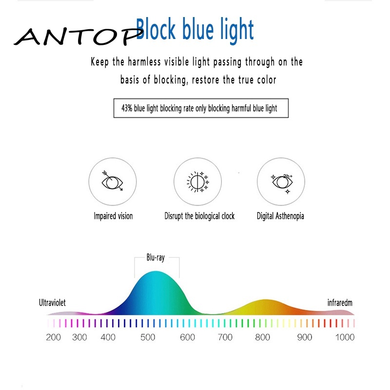 Kacamata Photochromic Anti-Radiation Metal Komputer Kacamata Anti-Biru Wanita ANTOP