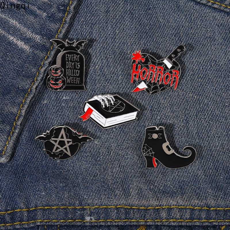 Punk Mantra Penyihir Horor Enamel Pin Bros Lencana Gothic Gelap Perhiasan Halloween Kerah Pin Hadiah