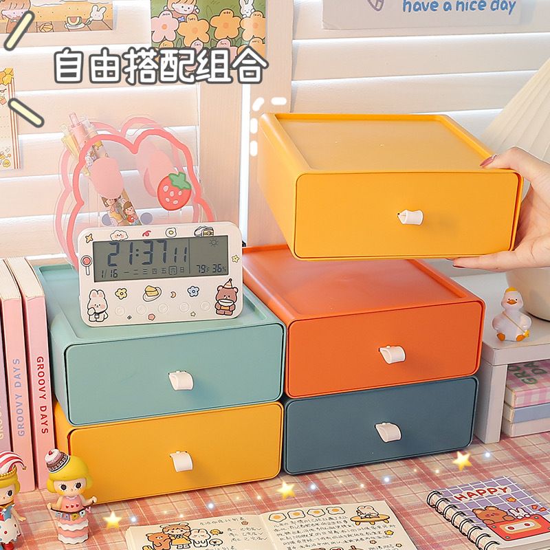 [littlecrab] Rak Warna Aesthetic Rak Susun Berkualitas Rak Laci Tempat Penyimpanan Barang Rak Meja Stationary Kit Room Desk Decoration Organizer Stuff